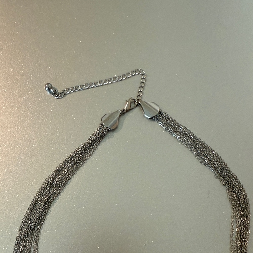 Chic Silver Multi-Strand Necklace With Tassel Pen… - image 3